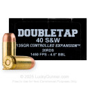 Doubletap Colt Defense 40 S&W Ammo For Sale - 135 Grain JHP - 20 Rounds