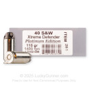 Underwood 40 S&W Ammo For Sale - 115 Grain Xtreme Defender - 20 Rounds
