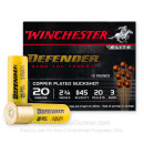 Premium 20 Gauge Ammo For Sale - 2-3/4” 20 Pellets #3 Buckshot Ammunition in Stock by Winchester Defender - 10 Rounds