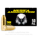Merica 9mm Ammo For Sale - 124 Grain FMJ - 50 Rounds