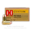 40 S&W Ammo For Sale - 155 gr Jacketed Hollow Point XTP Hornady Ammunition In Stock - 20 Rounds