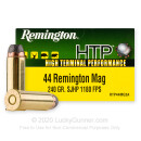 Premium 44 Mag Ammo For Sale - 240 Grain SJHP Ammunition in Stock by Remington HTP - 20 Rounds