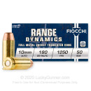 Cheap 10mm Auto Ammo For Sale - 180 Grain FMJTC Ammunition in Stock by Fiocchi - 50 Rounds
