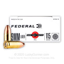 Cheap 9mm Ammo For Sale - 115 Grain FMJ Ammunition in Stock by Federal Range. Target. Practice. - 50 Rounds