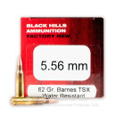 Premium 5.56x45mm Ammo For Sale - 62 Grain TSX Ammunition in Stock by Black Hills Ammo - 500 Rounds