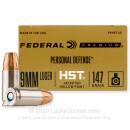 Premium 9mm Ammo For Sale - 147 Grain HST JHP Ammunition in Stock by Federal Personal Defense - 200 Rounds