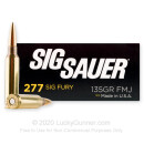 Cheap 277 Fury Ammo For Sale - 135 Grain FMJ Ammunition in Stock by Sig Sauer Elite Ball - 20 Rounds