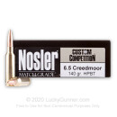 Premium 6.5 Creedmoor Ammo For Sale - 140 Grain Custom Competition HPBT Ammunition in Stock by Nosler Match Grade - 20 Rounds