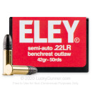 Premium 22 LR Ammo For Sale - 42 Grain LRN Ammunition in Stock by Eley Semi-auto Benchrest Outlaw - 50 Rounds