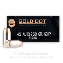 45 ACP Defense Ammo In Stock - 230 gr JHP - 45 ACP Ammunition by Speer Gold Dot For Sale - 50 Rounds