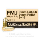 Sellier & Bellot 9mm Ammo - 124 gr FMJ