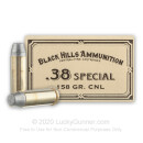 38 Special Ammo - Black Hills Cowboy Action 158gr SWC - 50 Rounds