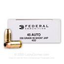 Defensive 45 ACP Ammo For Sale - 230 gr JHP - Federal Classic Personal Defense Ammunition In Stock
