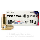 Cheap 10mm Auto Ammo For Sale - 180 Grain JHP Ammunition in Stock by Federal Train + Protect - 50 Rounds