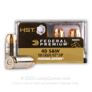 Premium 40 S&W Ammo For Sale - 180 Grain HST JHP Ammunition in Stock by Federal - 20 Rounds