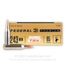 Premium 243 Ammo For Sale - 85 Grain Barnes TSX Ammunition in Stock by Federal - 20 Rounds