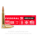 Cheap 223 Rem Ammo For Sale - 55 Grain FMJBT Ammunition in Stock by Federal American Eagle - 20 Rounds