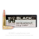Premium 300 AAC Blackout Ammo For Sale - 110 Grain V-MAX Ammunition in Stock by Hornady BLACK - 200 Rounds