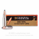 Premium 308 Ammo For Sale - 150 Grain Trophy Copper Polymer Tip Ammunition in Stock by Federal Premium Vital-Shok - 20 Rounds