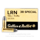 Bulk 38 Special Ammo For Sale - 158 Grain LRN Ammunition in Stock by Sellier & Bellot - 1000 Rounds