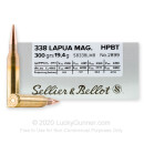 Cheap 338 Lapua Magnum Match Sellier & Bellot Ammunition - 300 grain hollow point boat tail ammunition - 10 Rounds