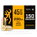 Bulk 45 ACP Ammo For Sale - 230 Grain FMJ Ammunition in Stock by Browning - 750 Rounds