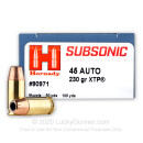 Premium 45 ACP Ammo For Sale - 230 Grain XTP Ammunition in Stock by Hornady Subsonic - 20 Rounds