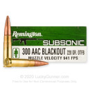 Premium 300 AAC Blackout Ammo For Sale - 220 Grain OTFB Ammunition in Stock by Remington Subsonic - 20 Rounds
