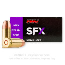 Premium 9mm Ammo For Sale - 124 Grain JHP Ammunition in Stock by PMC SFX - 50 Rounds