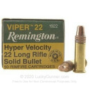 22 LR Ammo For Sale - 36 gr Truncated Cone Solid Bullet Ammunition - Remington Viper - 500 Rounds