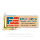 Premium 223 Rem Ammo For Sale - 55 Grain HP Match Ammunition in Stock by Hornady Frontier - 20 Rounds