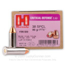 38 Special Defense Ammo For Sale - 90 gr JHP FTX Hornady Critical Defense Lite Ammunition In Stock - 25 Rounds