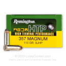 Premium 357 Mag Ammo For Sale - 110 Grain SJHP Ammunition in Stock by Remington HTP - 20 Rounds