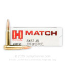 Premium 8x57 JS Ammo For Sale - 196 Grain HPBT Ammunition in Stock by Hornady Vintage Match - 20 Rounds