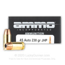 Premium 45 ACP Ammo For Sale - 230 Grain JHP Ammunition in Stock by Ammo Inc. Signature Line - 20 Rounds