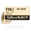 Sellier & Bellot 40 S&W Ammo In Stock - 180 gr FMJ Ammunition For Sale