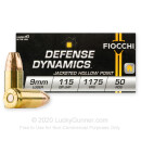 9mm Ammo For Sale - 115 gr JHP - Reloadable Fiocchi Ammunition Online