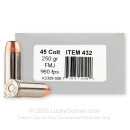 Premium 45 Long Colt Ammo For Sale - 250 Grain FMJ Ammunition in Stock by Underwood - 50 Rounds