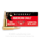 Cheap .224 Valkyrie Ammo For Sale - 75 Grain TMJ Ammunition in Stock by Federal American Eagle - 20 Rounds