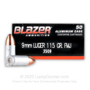 9mm Ammo For Sale - 115 gr FMJ - Cheap CCI Blazer Bulk Cases - 1000 Rounds