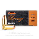 Cheap 32 Auto Ammo For Sale - 71 gr FMJ PMC Ammo Online - 50 Rounds