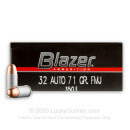 Cheap 32 Auto Ammo For Sale - 71 gr FMJ Blazer Aluminum Ammo Online - 50 Rounds