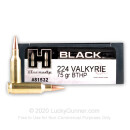 Premium 224 Valkyrie Ammo For Sale - 75 Grain BTHP Ammunition in Stock by Hornady BLACK - 20 Rounds