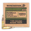 Premium 5.56x45 Ammo For Sale - 62 Grain FMJ M855 Ammunition in Stock by Winchester - 150 Rounds