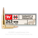 Bulk 243 Ammo For Sale - 80 Grain JSP Ammunition in Stock by Winchester Super-X - 200 Rounds