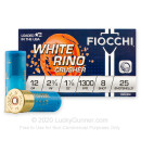 Cheap 12 Gauge Ammo For Sale - 2-3/4” 1-1/8oz. #8 Shot Ammunition in Stock by Fiocchi White Rino Crusher - 25 Rounds