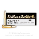 Brass Cased 7.62x54R Ammo In Stock - 180 gr SP - 7.62x54r Ammunition by Sellier & Bellot For Sale - 20 Rounds