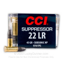 Cheap 22 LR Ammo For Sale - 45 Grain LHP Ammunition in Stock by CCI Suppressor - 50 Rounds