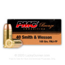 Cheap 40 S&W Ammo For Sale - 165 gr FJMJ Ammunition by PMC In Stock - 50 Rounds