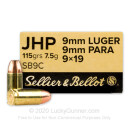 Sellier & Bellot 9mm Ammo - 115 gr JHP
